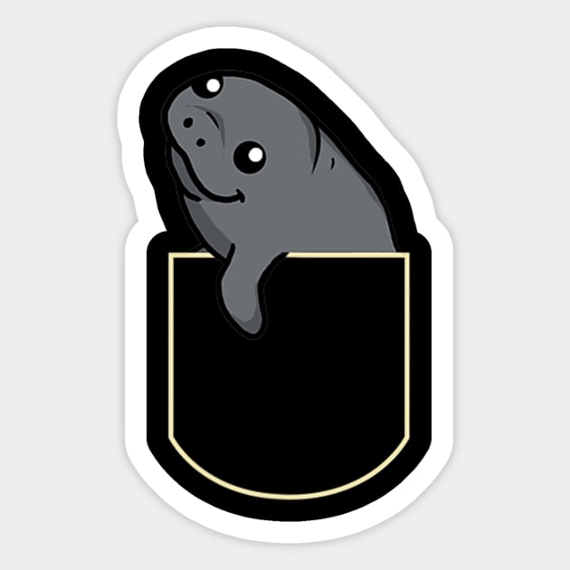 Funny Manatee In The Pocket Gift Dugong Pocket Sticker by Olegpavlovmmo